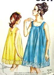 214 LADIES 1969 SHORTIE BABY DOLL NIGHTGOWN PATTERN SM-LG